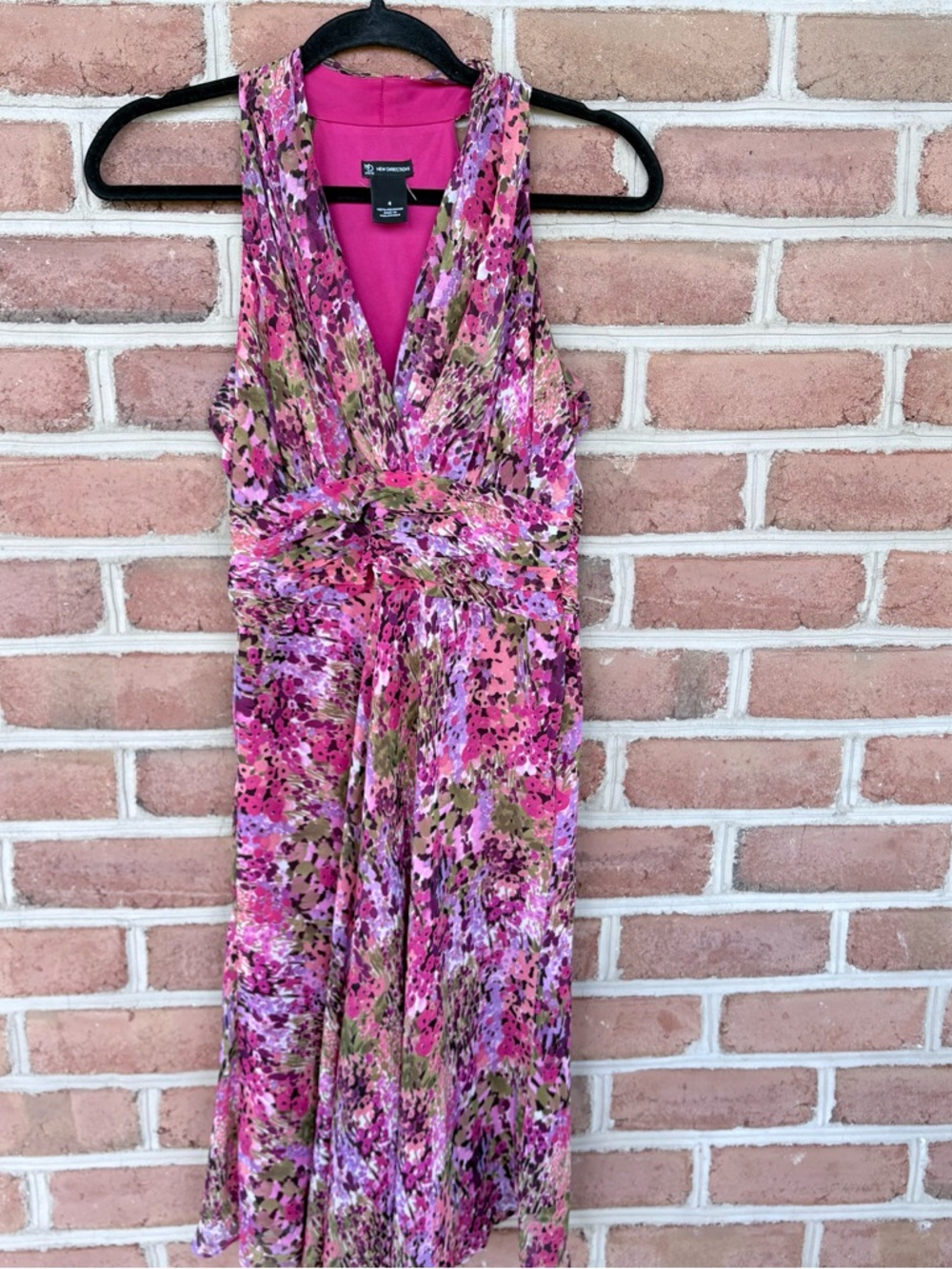Pink Multi Floral V-Neck Sleeveless Flowy dress